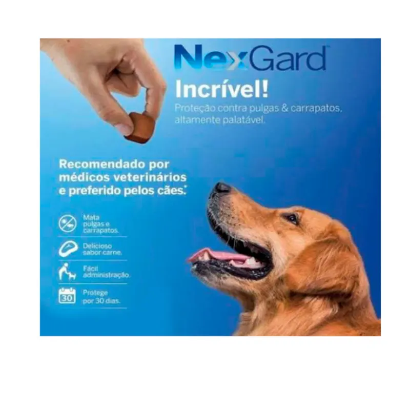NexGard Anti-Pulga e Carrapato Cães 25,1 a 50 Kg 3 Tabletes