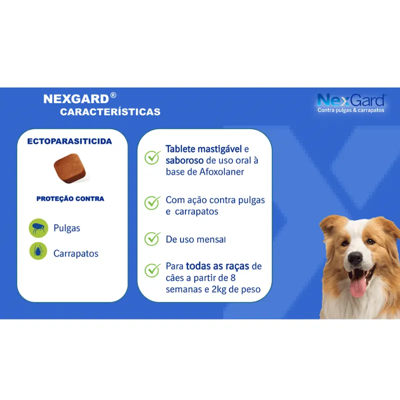 NexGard Anti-Pulga e Carrapato Cães 25,1 a 50 Kg 3 Tabletes