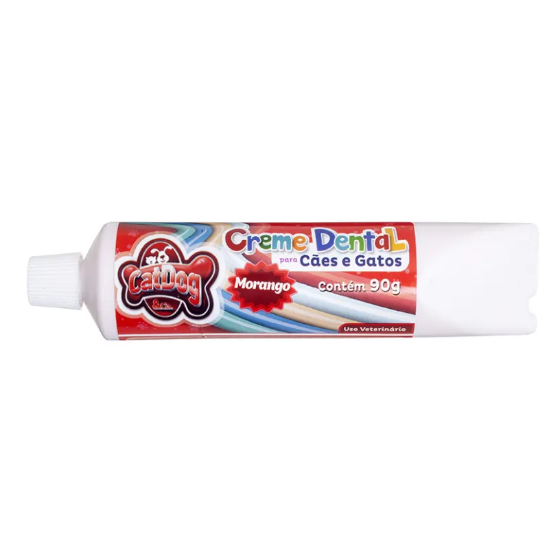 Conjunto de Higiene Dental Cat Dog Creme Dental Morango e Escova de Cabo Longo e Bolsa - Cores Sortidas