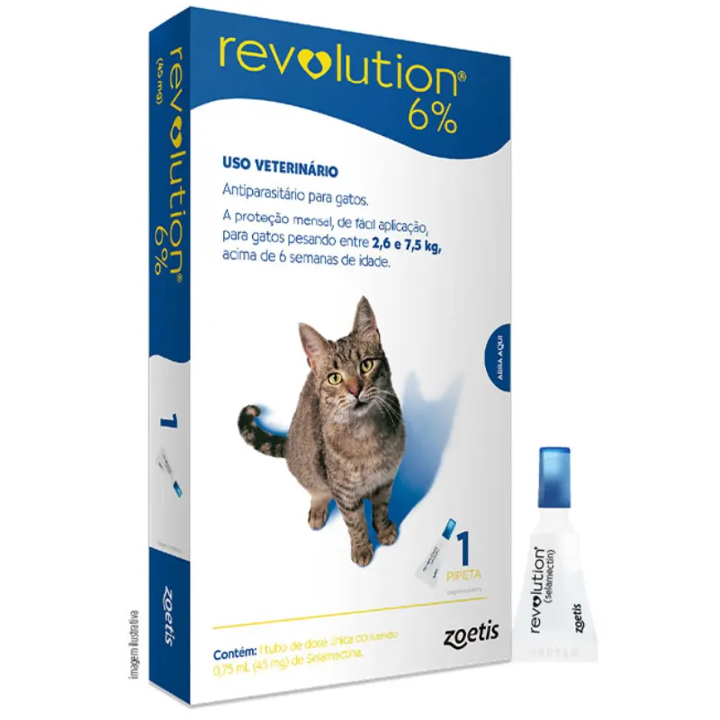 Antipulgas Revolution 6% para Gatos de 2,6kg a 7,5kg 1 pipeta