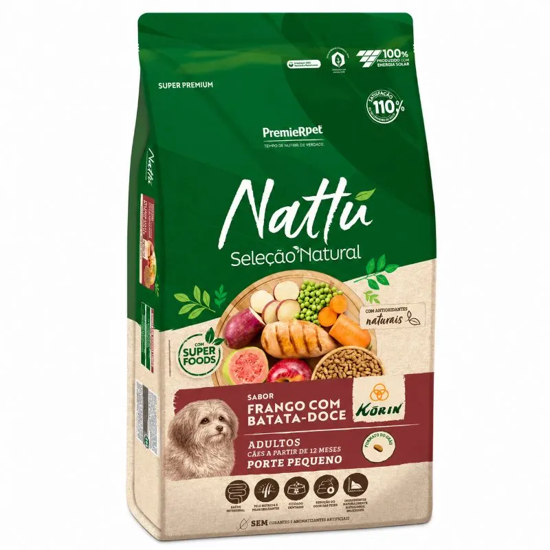 Ração Premier Nattu para Cães Adultos Raças Pequenas Frango e Batata Doce 2,5 Kg