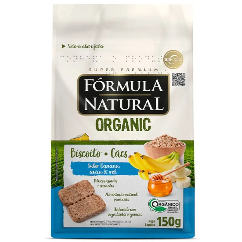 Biscoito Fórmula Natural Organic Cães Adultos Banana Aveia Mel 150g