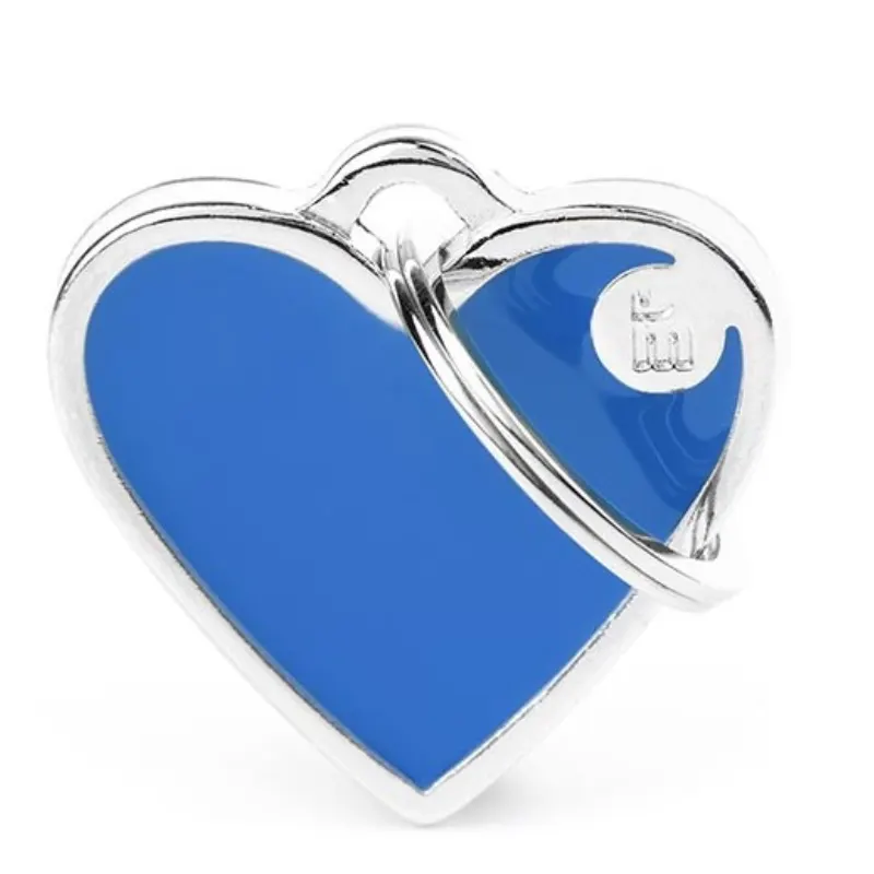 Medalha de Identificação My Family Coração Handmade Pequeno Azul