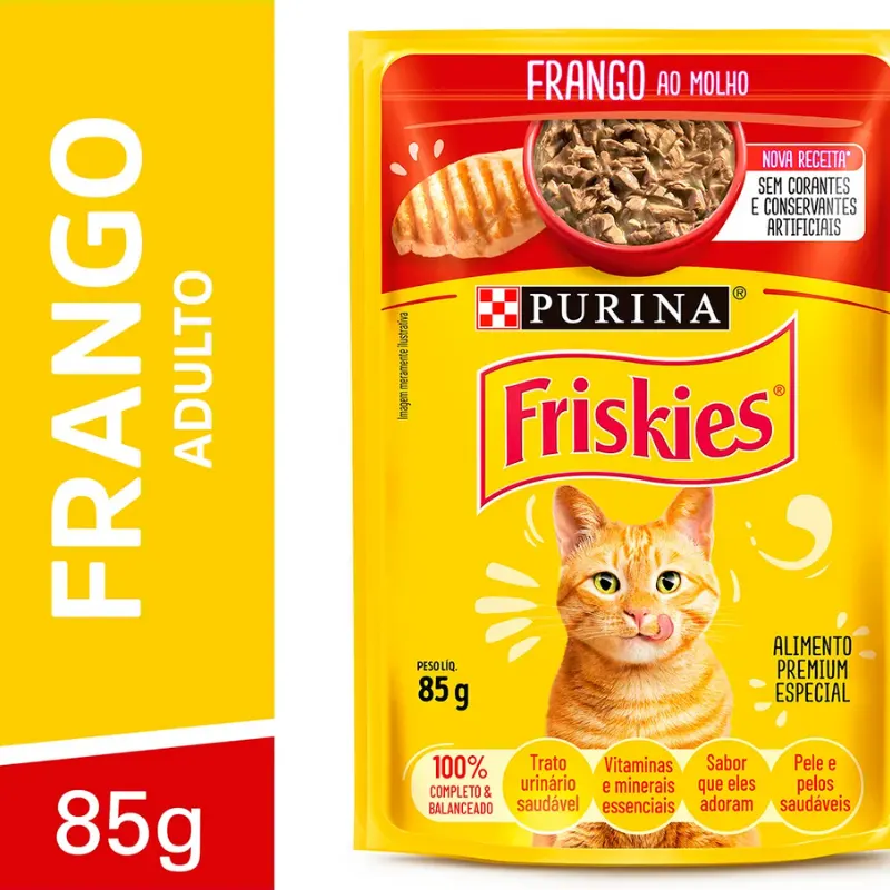 Friskies Sachês para Gatos Adultos Sabor Frango 85g