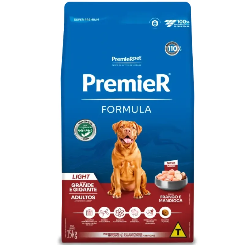 Ração Premier Light Cães Adultos Raças Grandes e Gigantes Frango - 15kg
