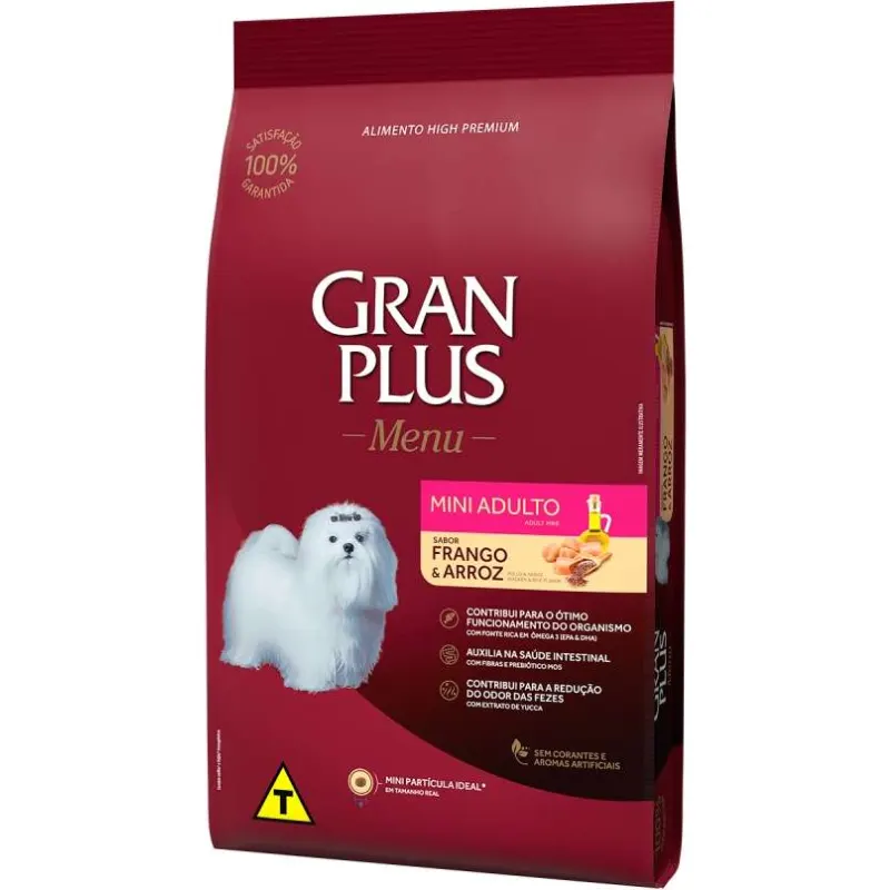 Ração GranPlus Menu Cães Adultos Mini Frango e Arroz