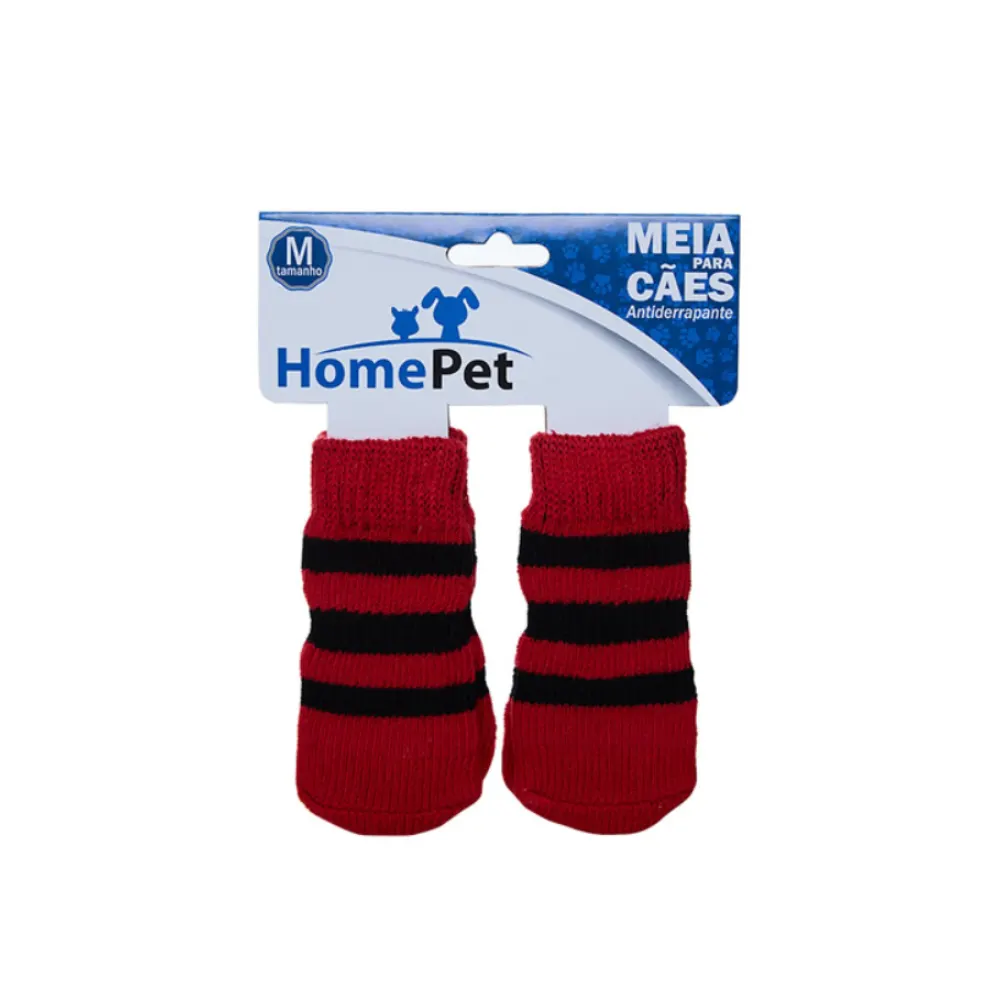 Meia Vermelha Com Listras Pretas Home Pet Tam M
