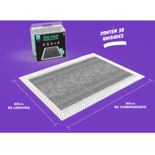 Tapete Higiênico Zee.Dog Pad Preto com 30 Tapetes
