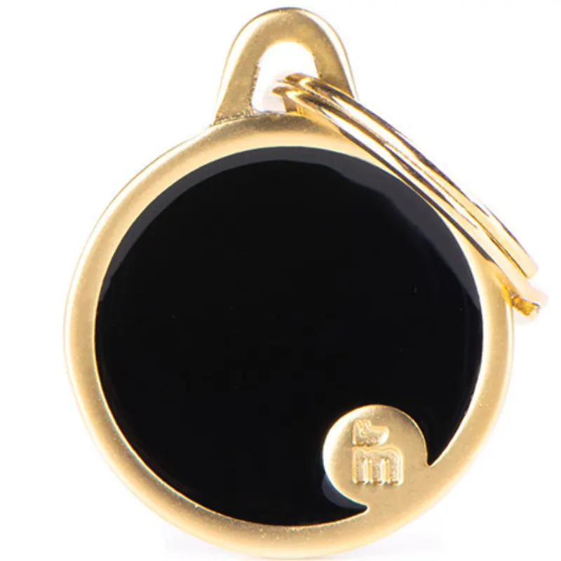 Medalha de Identificação My Family Handmade Círculo Preto Dourado Acetinado P