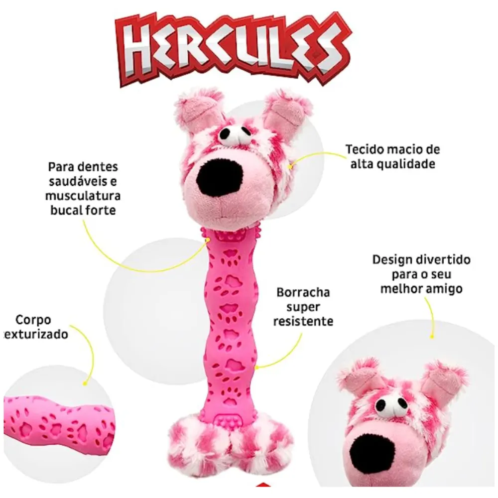 Pelúcia Soft Cachorro Salsicha Rosa Para Cães Hercules