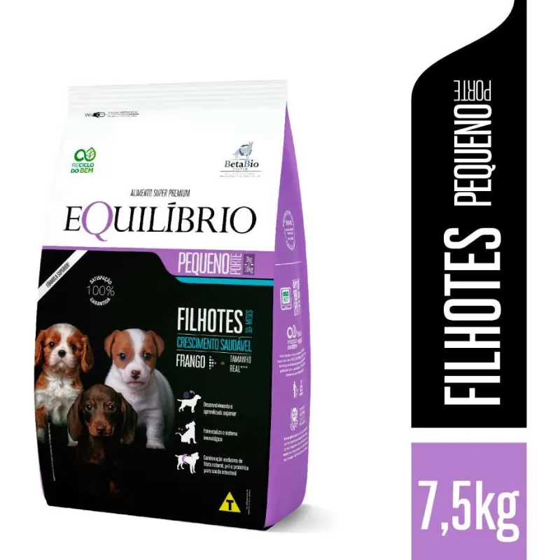 Ração Equilíbrio para Cães Filhotes de Pequeno Porte Sabor Frango 7,5 Kg