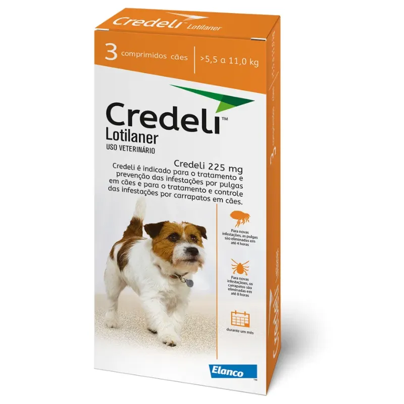Antipulgas Credeli 225mg Cães 5,5 a 11kg
