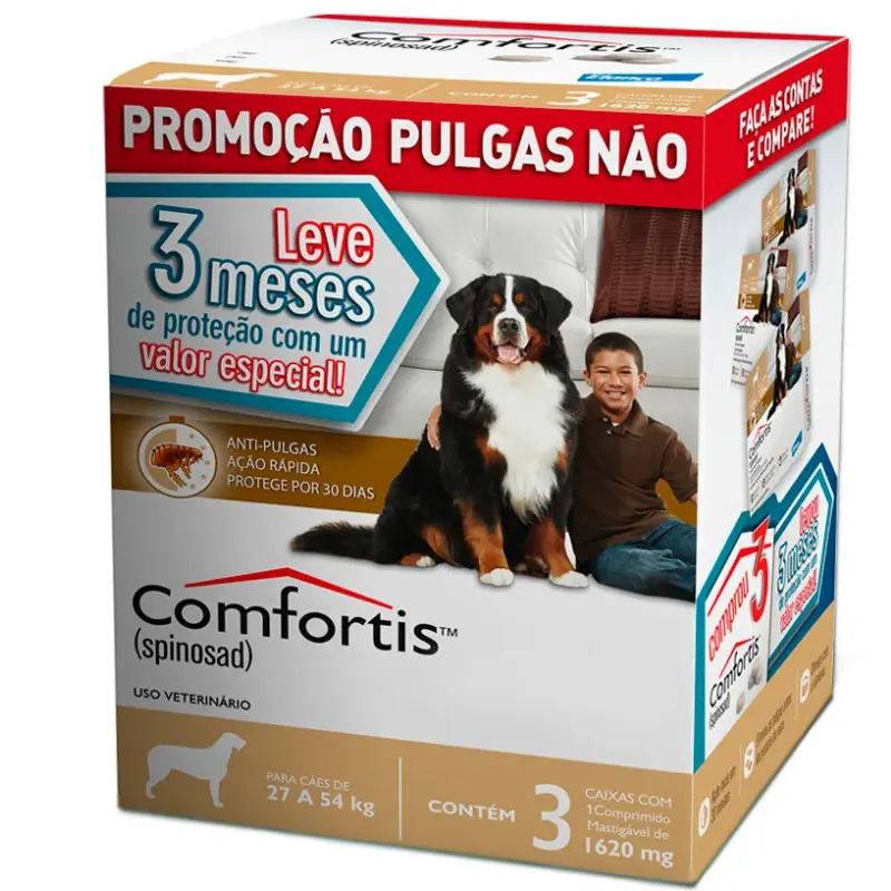 Combo Comfortis Caixa com 3 Comprimidos 1620 mg para Cães de 27 a 54 Kg