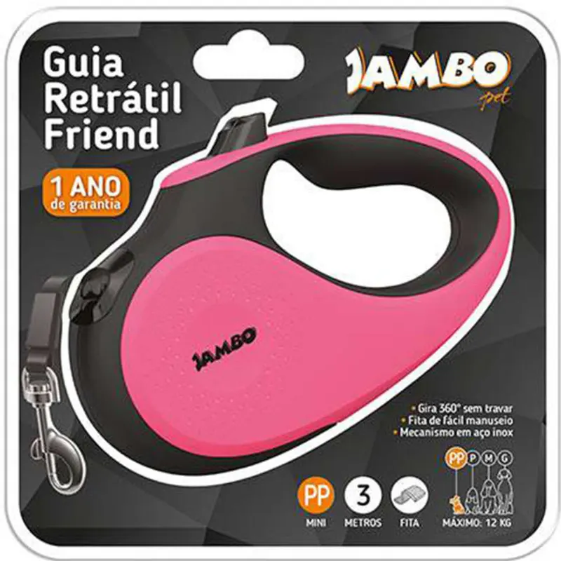 Jambo Guia Retratil Friend Mini Rosa