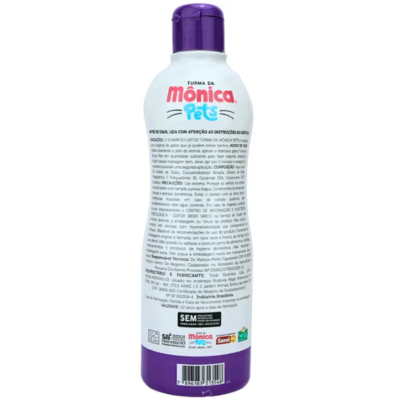 Shampoo Gatos Turma da Mônica Sanol 500 ml