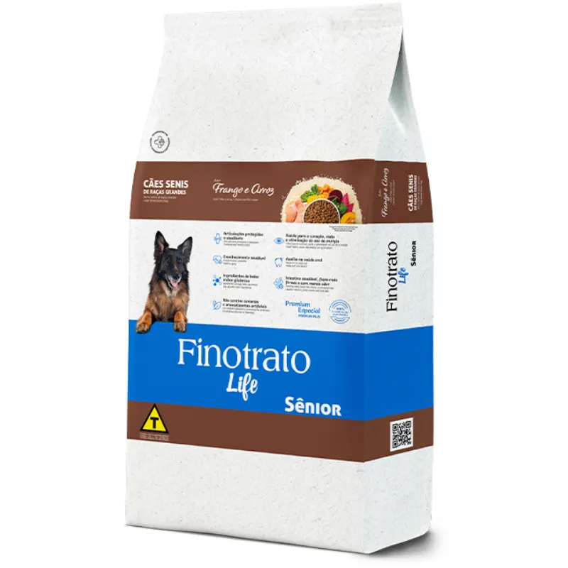 Ração Finotrato Life para Cães Sênior de Raças Grandes Sabor Frango e Arroz 15 Kg