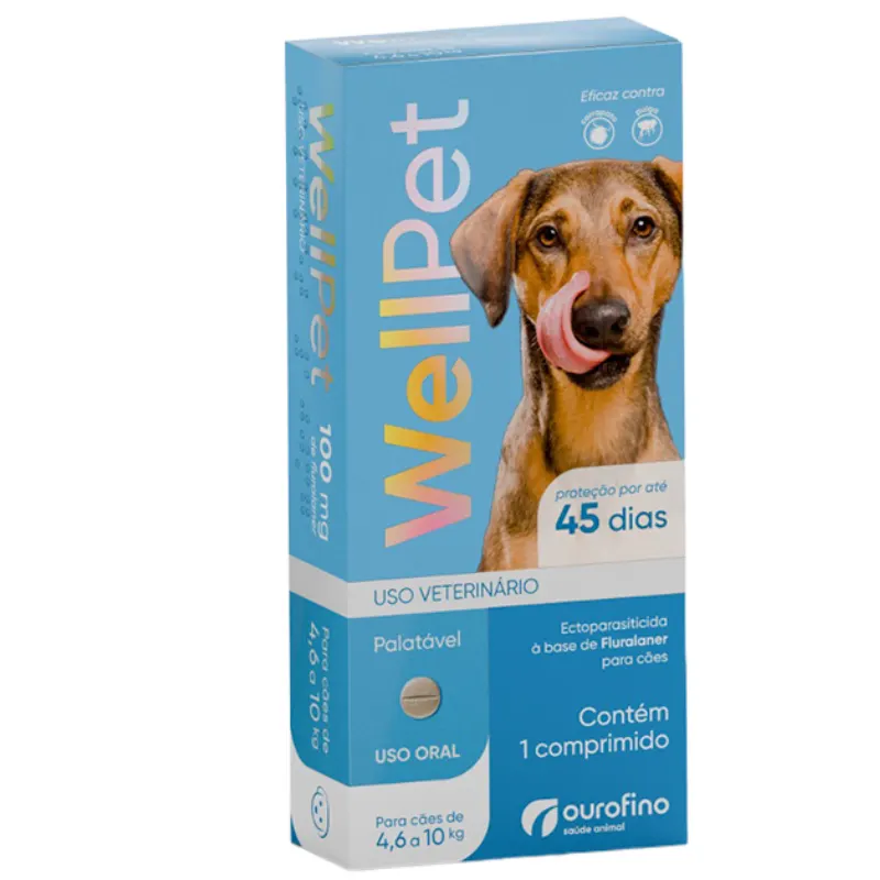 Antiparasitário Ourofino WellPet para Cães de 4,6 a 10 kg 100 mg