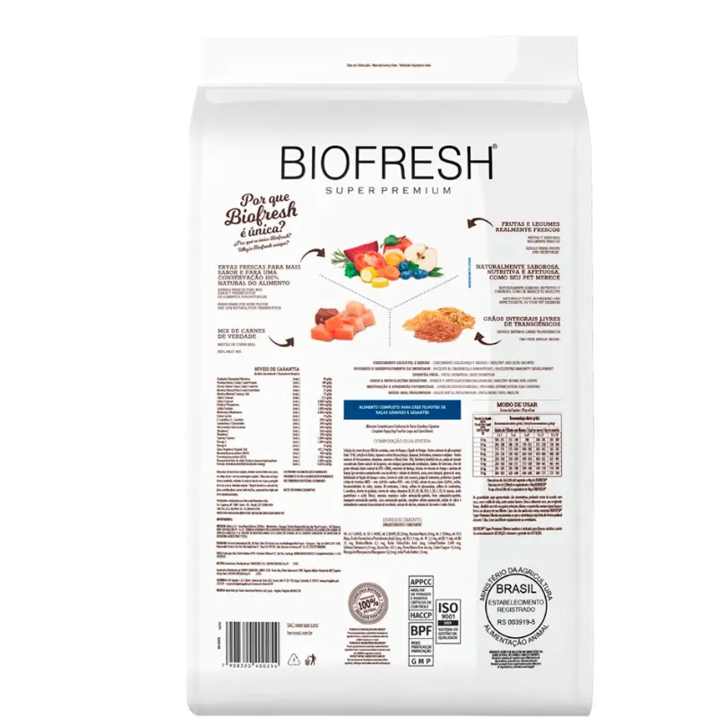 Ração Biofresh Para Cães Filhotes Raças Pequenas E Mini
