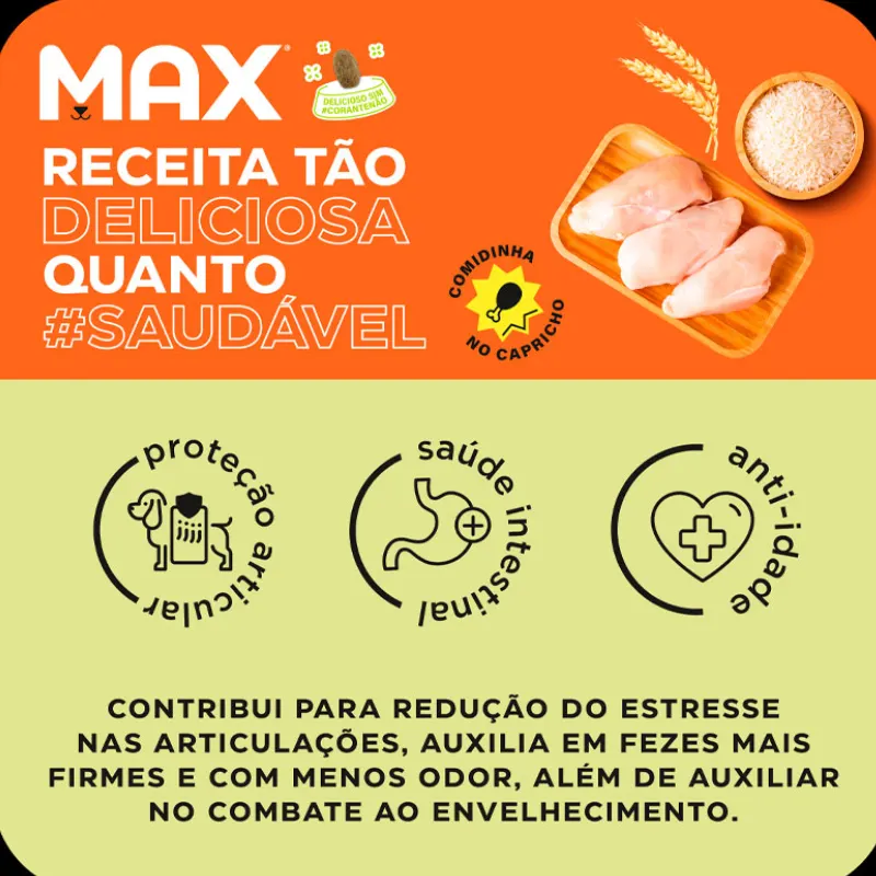 Ração Max para Cães Sênior Raças Pequenas Sabor Frango e Arroz
