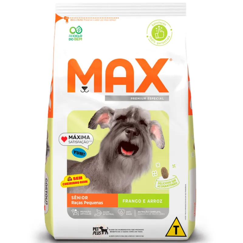 Ração Max para Cães Sênior Raças Pequenas Sabor Frango e Arroz