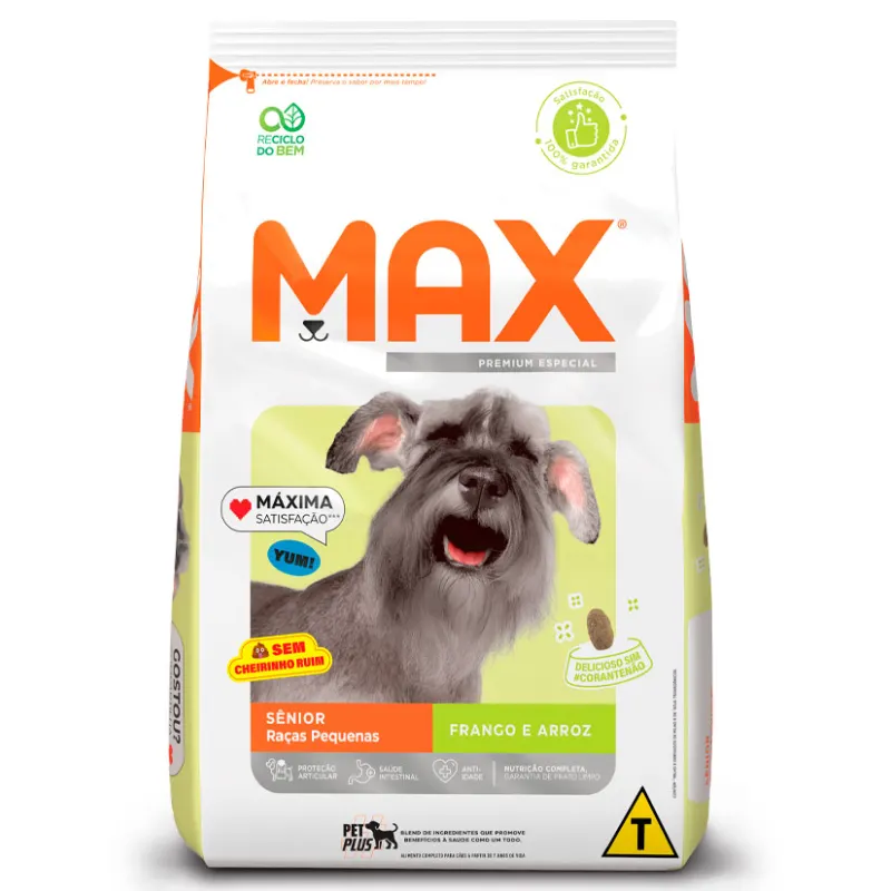 Ração Max para Cães Sênior Raças Pequenas Sabor Frango e Arroz