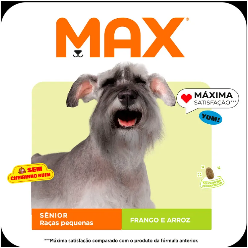 Ração Max para Cães Sênior Raças Pequenas Sabor Frango e Arroz