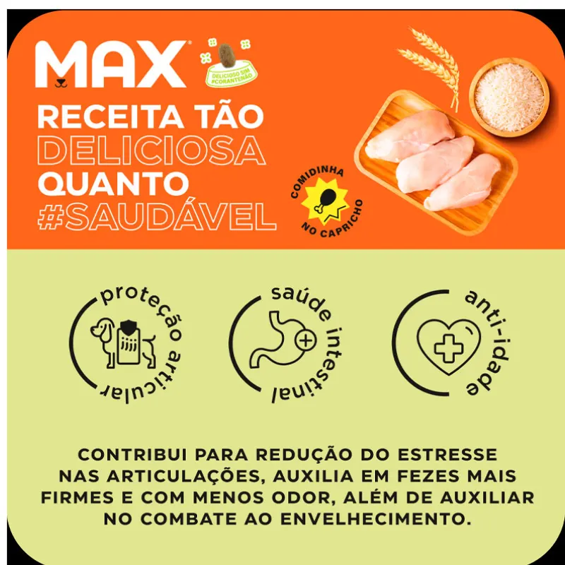 Ração Max para Cães Sênior Raças Pequenas Sabor Frango e Arroz