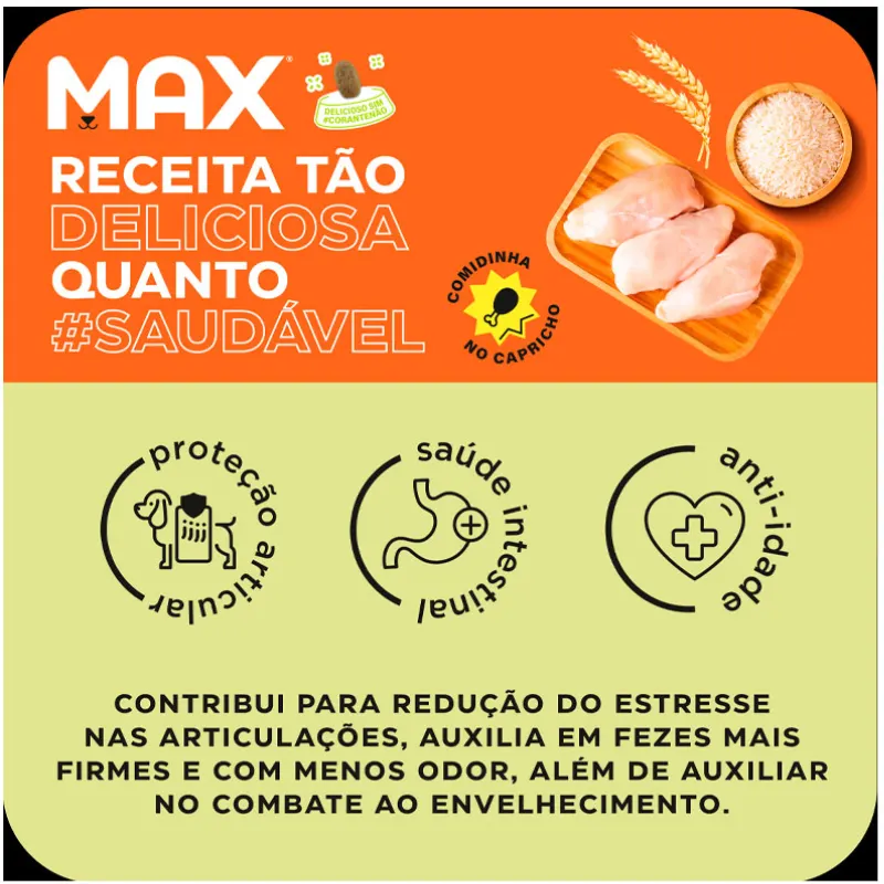 Ração Max para Cães Sênior Raças Pequenas Sabor Frango e Arroz