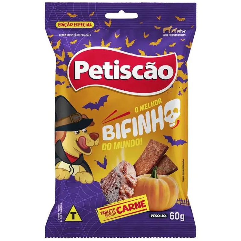 Petiscão Tablete Bifinho Mastigável Carne Halloween 60 g