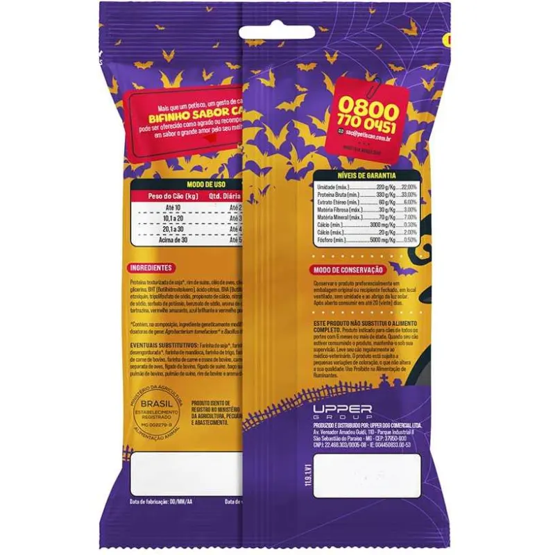 Petiscão Tablete Bifinho Mastigável Carne Halloween 60 g