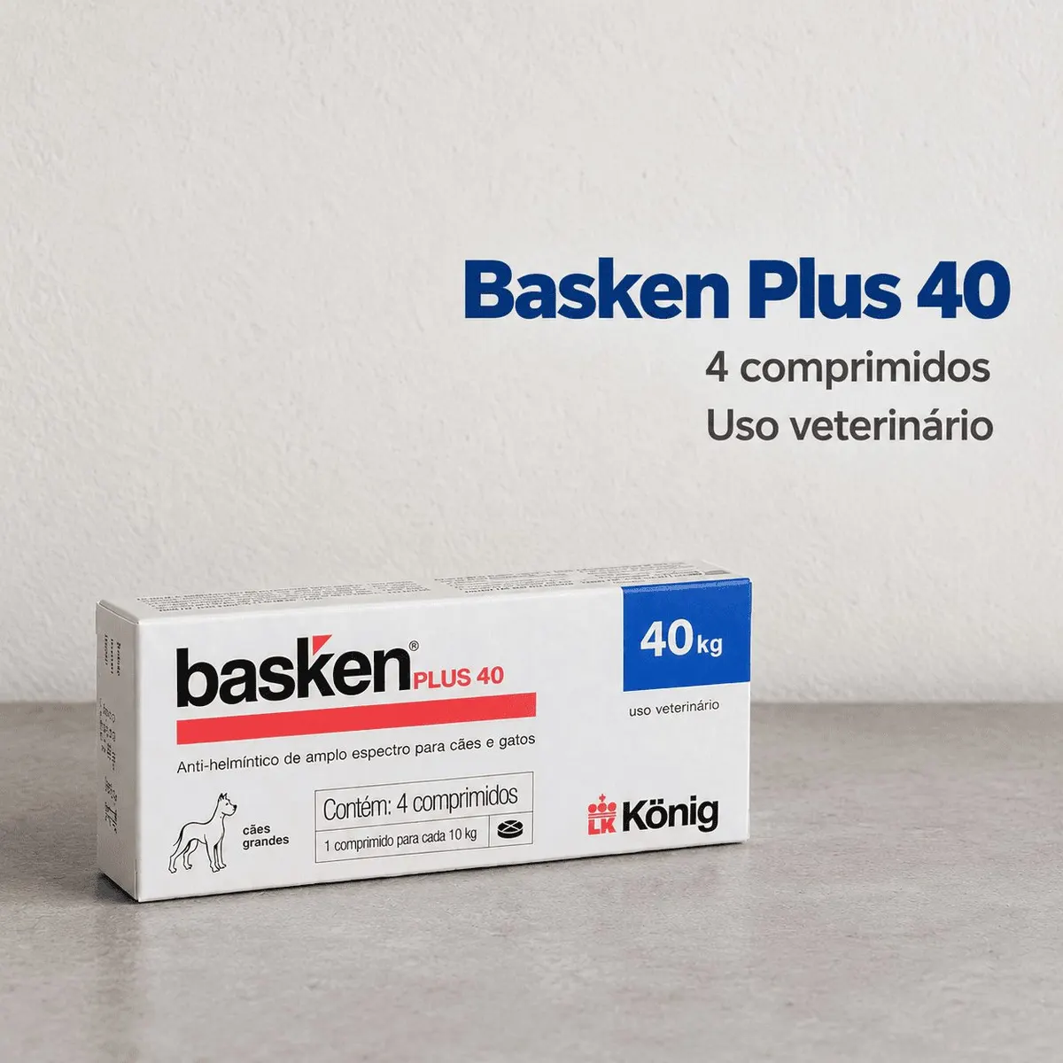 Antiparasitário Basken Plus König 40 Cães Raças Grandes 4 Comprimidos