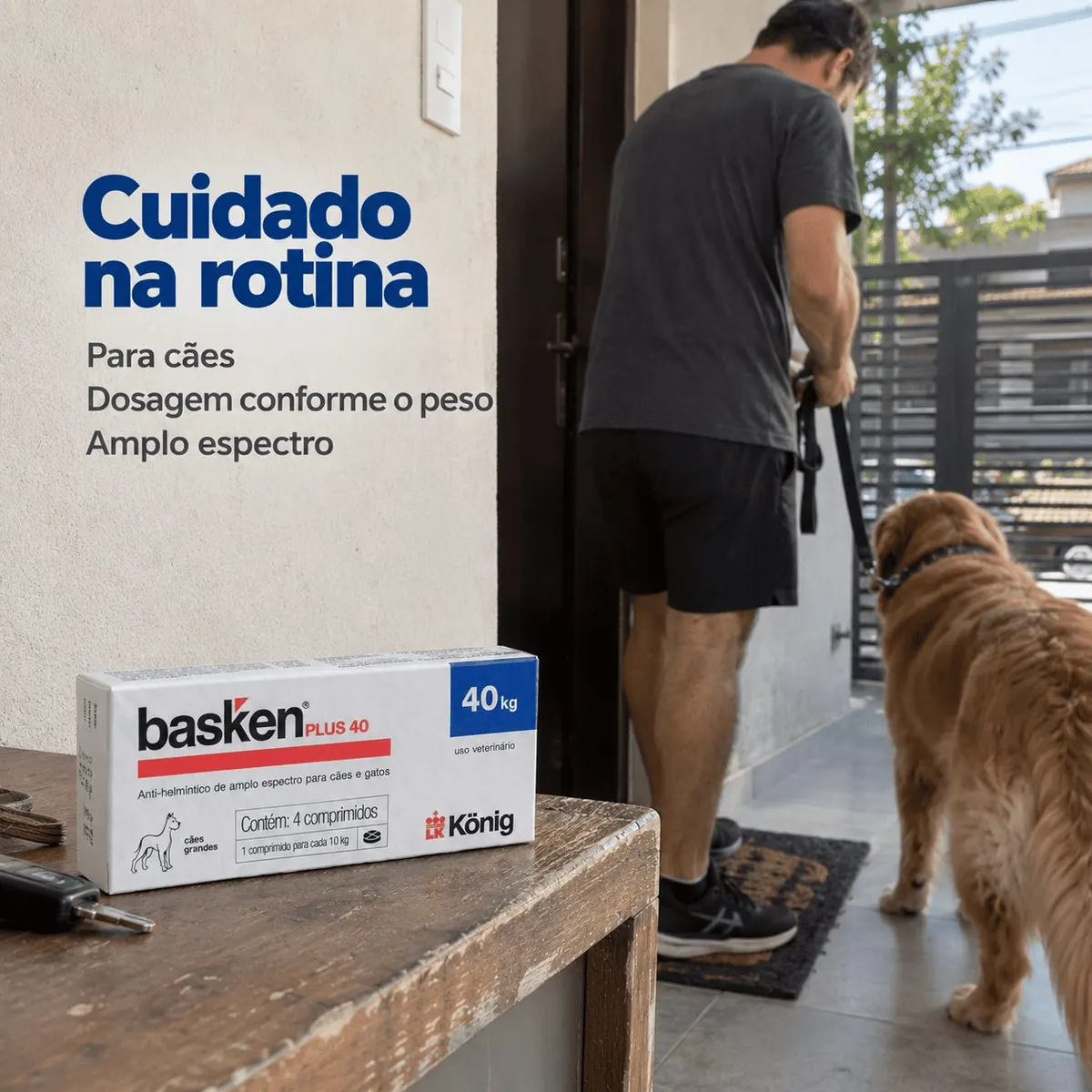 Antiparasitário Basken Plus König 40 Cães Raças Grandes 4 Comprimidos