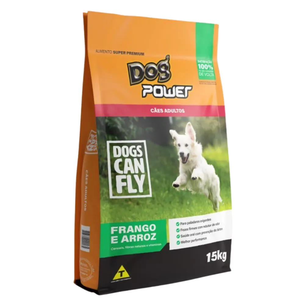 Ração Dog Power Dogs Can Fly Frango Arroz Cães Adultos
