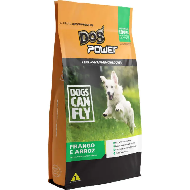 Ração Dog Power Dogs Can Fly Frango Arroz Cães Adultos