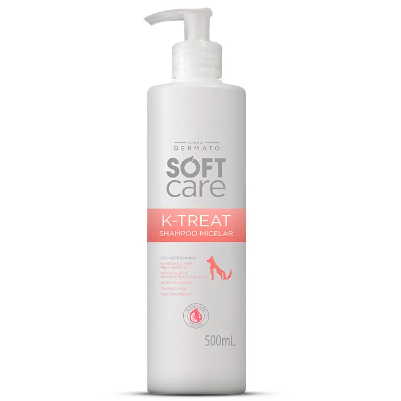 Shampoo Soft Care K-Treat Micelar para Cães e Gatos 500 ml