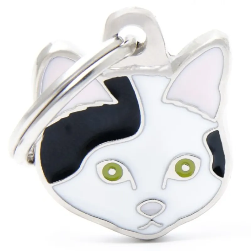 Medalha de Identificação My family Gato Europeu Branco e Preto