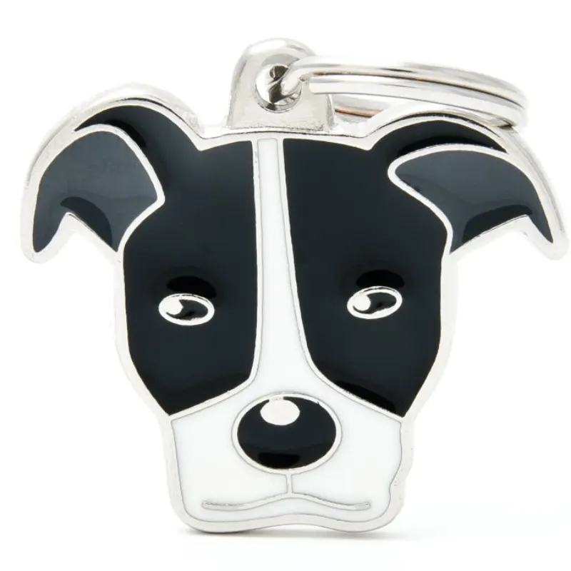 Medalha de Identificação My Family Pitbull Branco com Preto