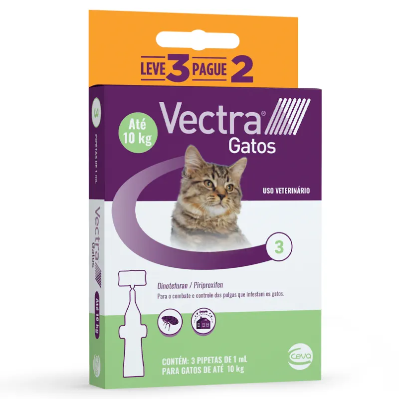 Anti Pulgas Ceva Vectra para Gatos1 Ml 3 Pipetas