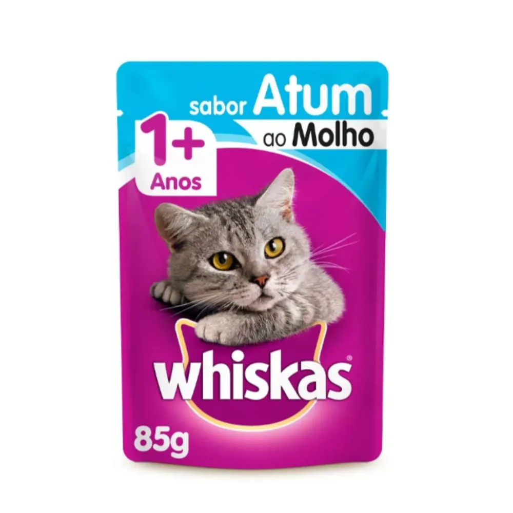 Ração Úmida Whiskas Sachê para Gatos Adultos Sabor Atum - 85g