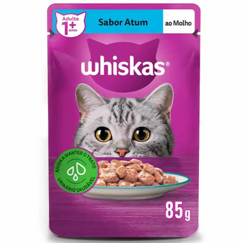 Ração Úmida Whiskas Sachê para Gatos Adultos Sabor Atum - 85g