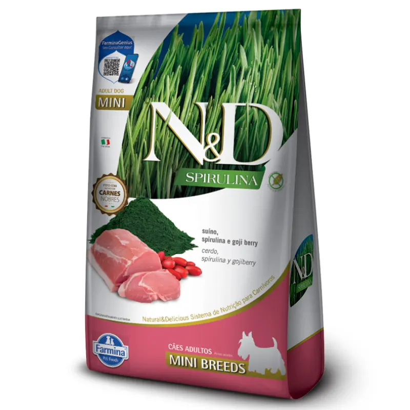 Ração N&D Spirulina Cães Adultos Mini Suíno 2 Kg