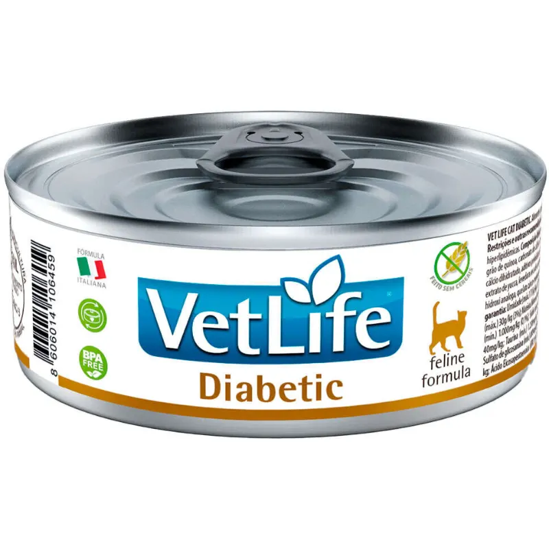 Ração Úmida Vet Life Diabetic para Gatos Adultos 85 g