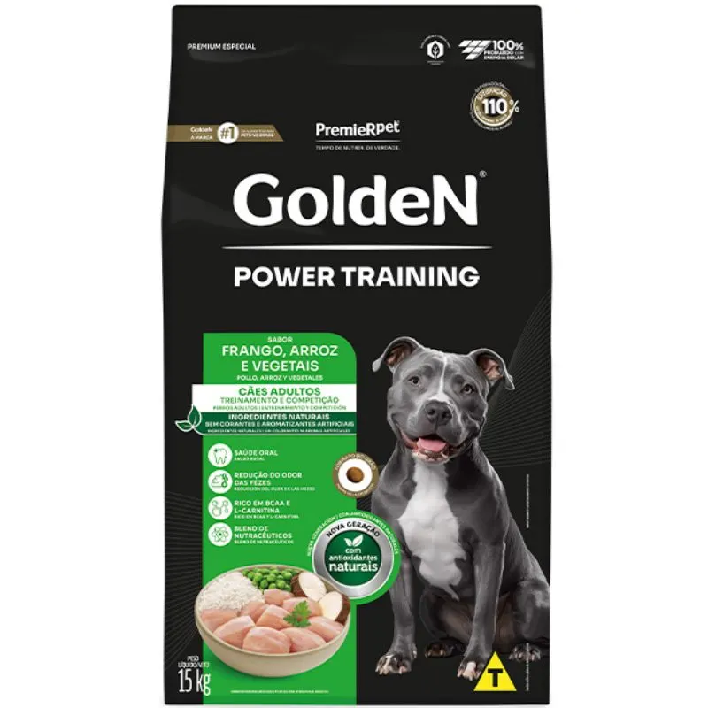 Ração Golden Power Training Cães Adultos Frango e Arroz 15kg