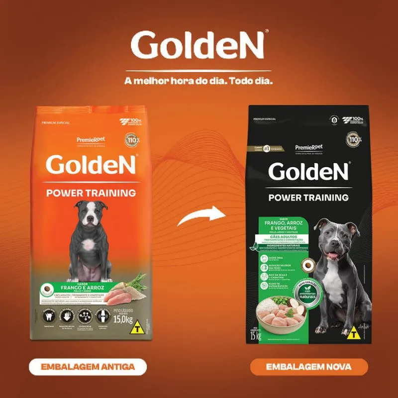 Ração Golden Power Training Cães Adultos Frango e Arroz 15kg