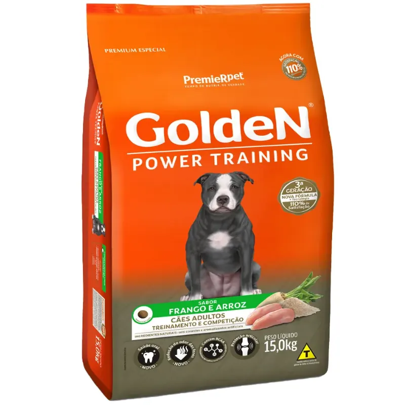 Ração Golden Power Training Cães Adultos Frango e Arroz 15kg