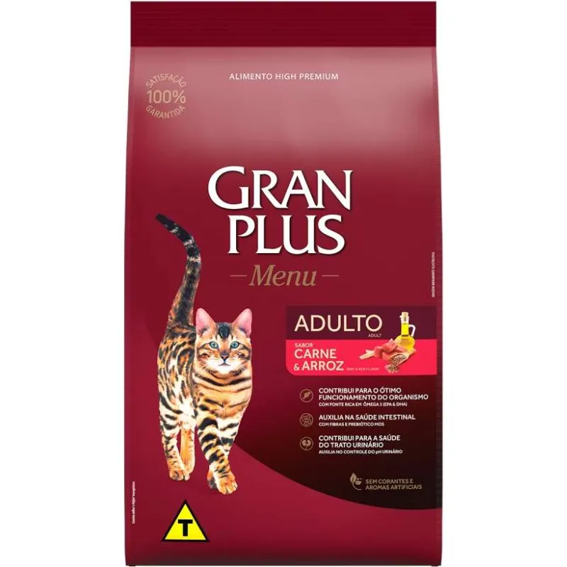 Ração GranPlus Gato Menu Adulto Carne e Arroz
