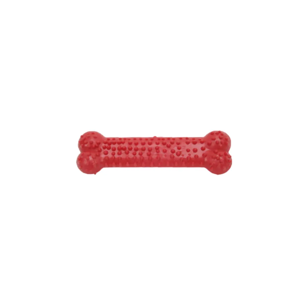 Brinquedo Osso Plaque Ataque Borracha com Cravo Vermelho Tam.M