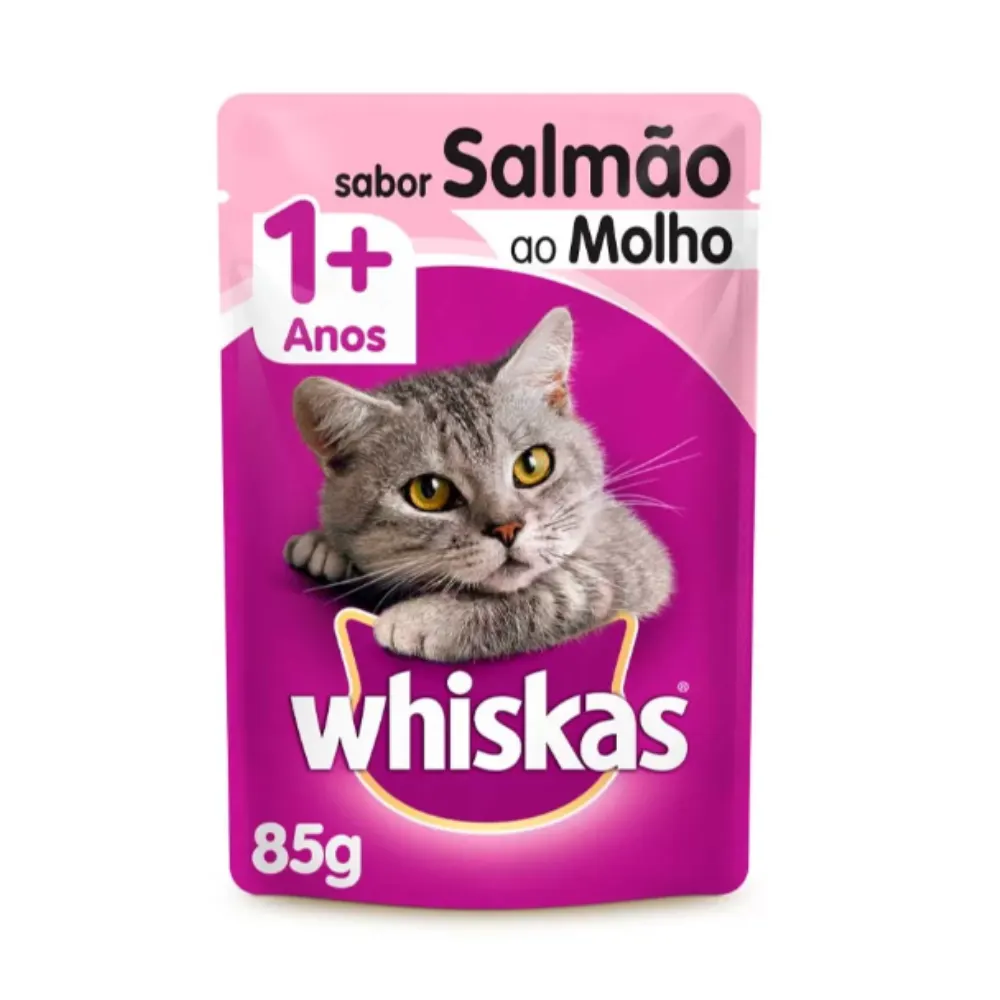 Ração Úmida Whiskas Sachê Gatos Adultos Salmão Molho 85g