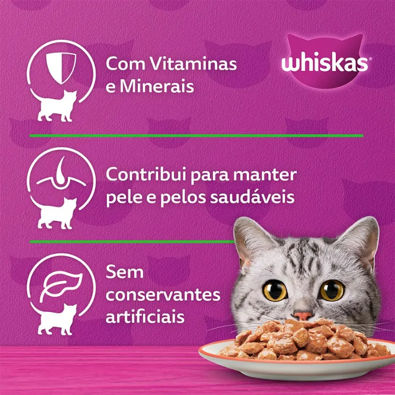 Ração Úmida Whiskas Sachê Gatos Adultos Salmão Molho 85g