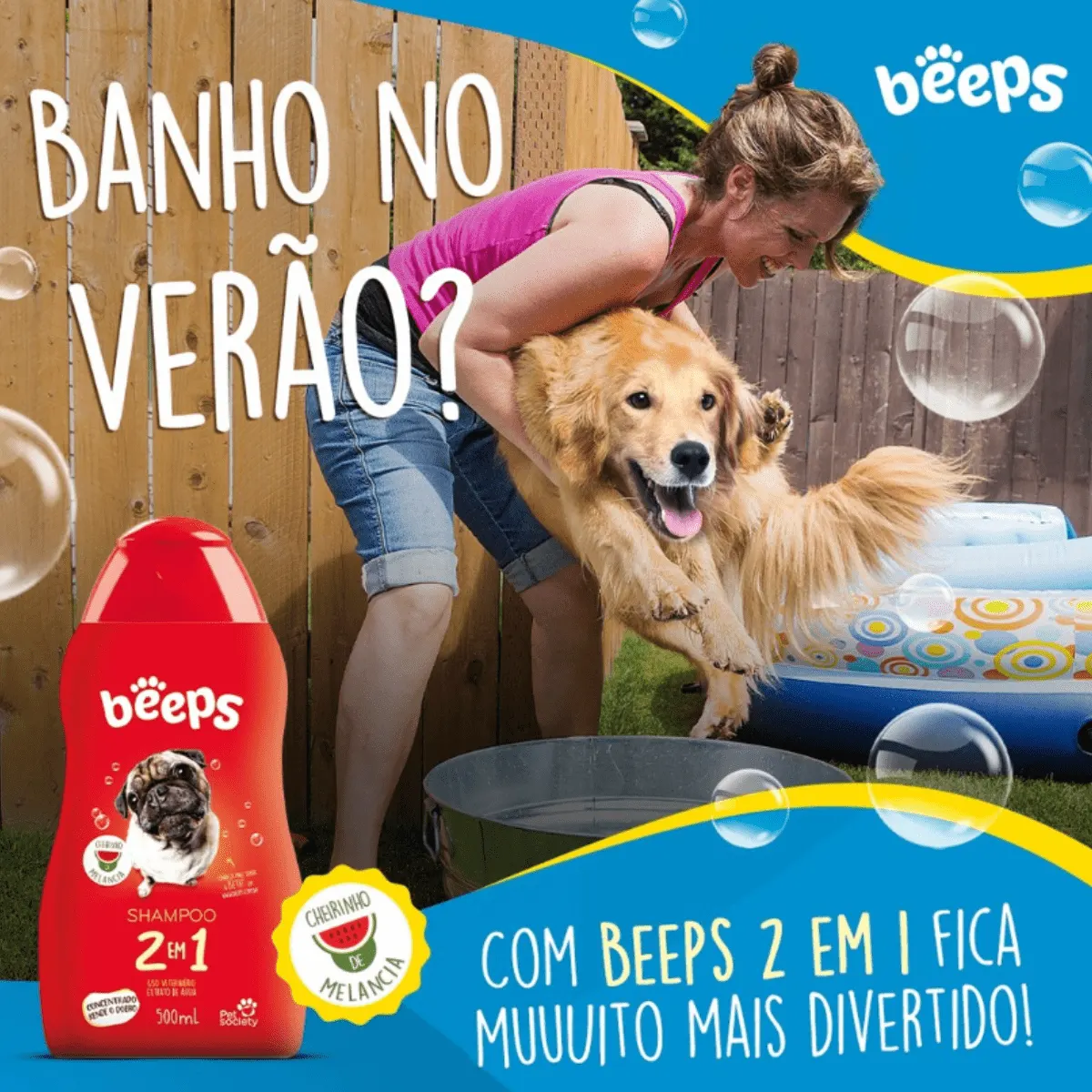 Shampoo Beeps Pet Society Beeps 2 em 1/Para Cães 500ml